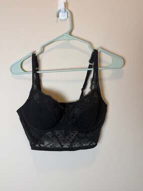 Victoria's Secret Dream Angels Corset Bra Size 36C Black Lace Bustier